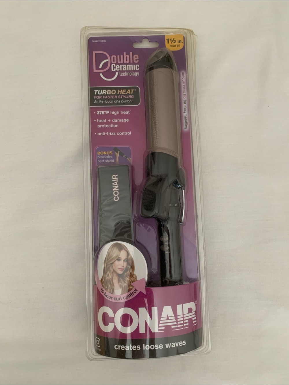 NIB Conair Double Ceramic 1.5” Curling Iron Loose Waves
